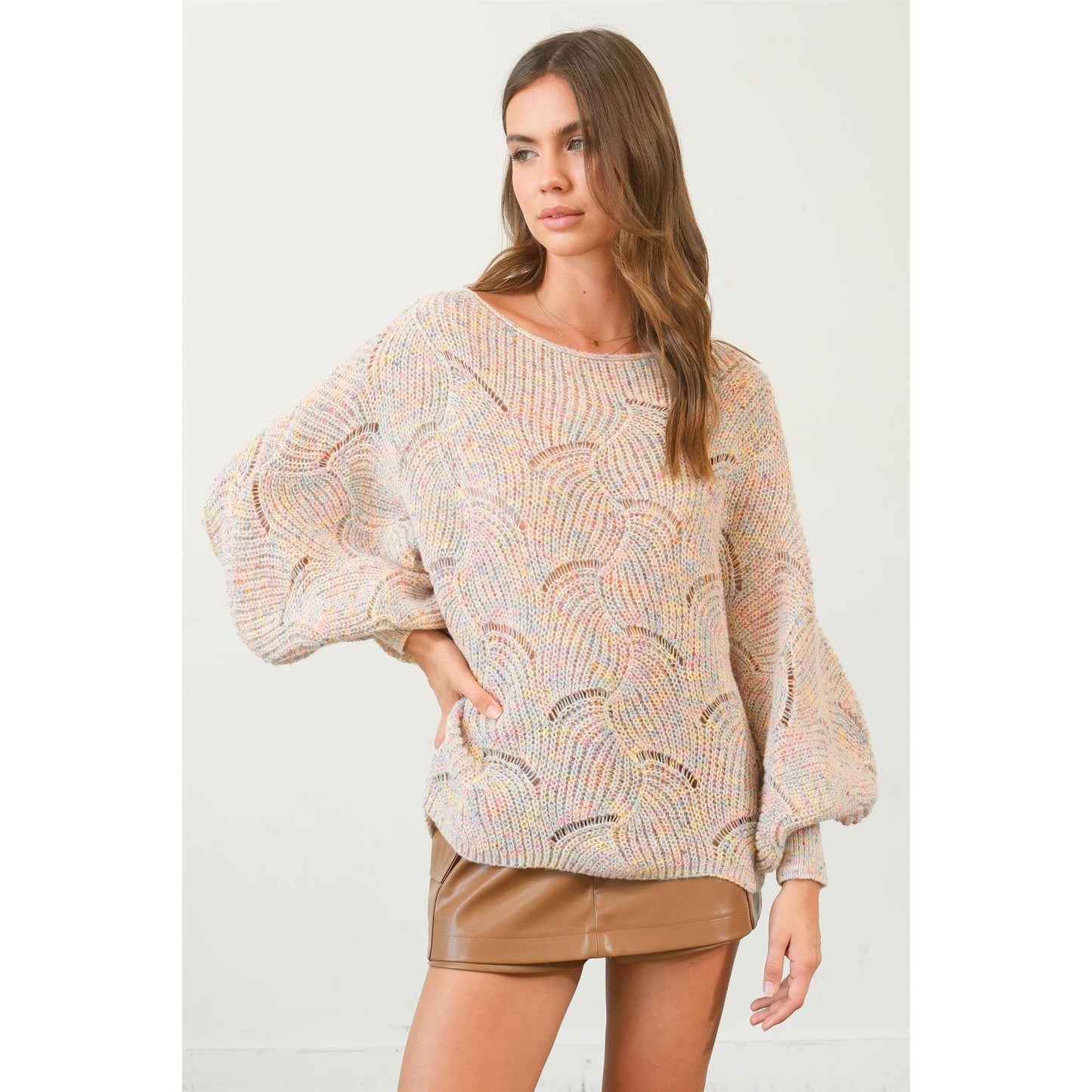 Cameron Pointelle Chunky Knit Sweater