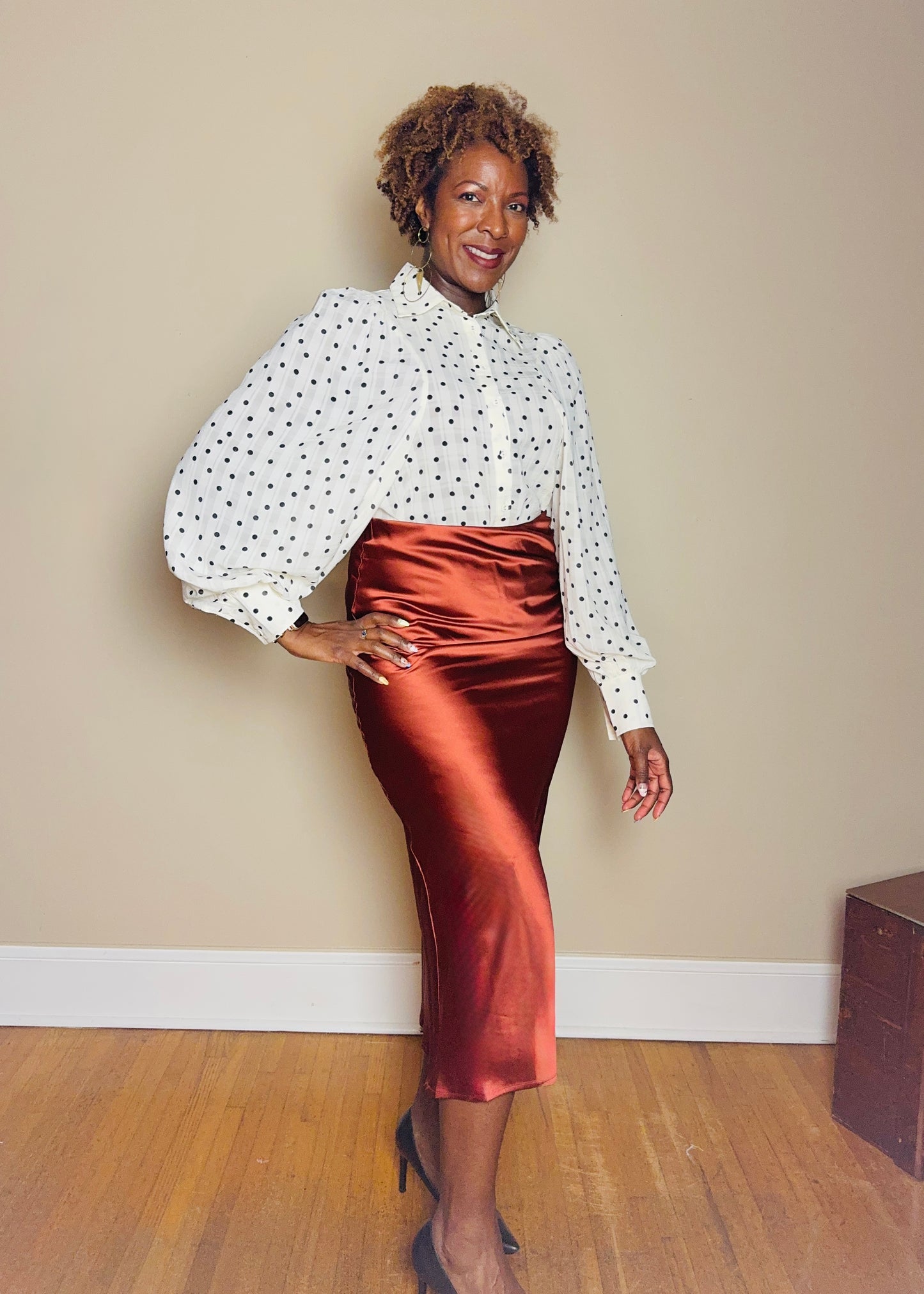 Dina Satin Bias-Cut Skirt