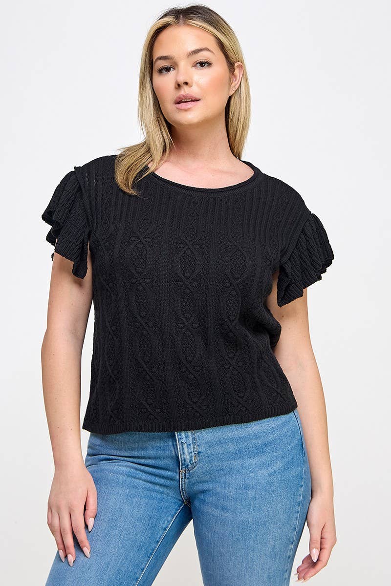 Plus Ruffle Sleeve Sweater Top -  Bristol Top