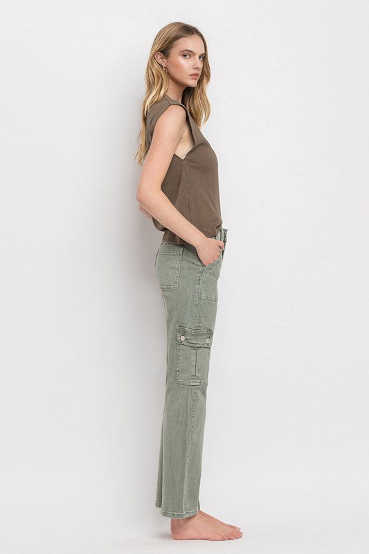 High Rise Cargo Straight Jeans