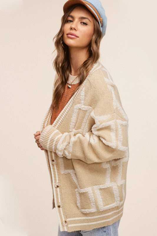 Geo Sweater Button-Up Cardigan