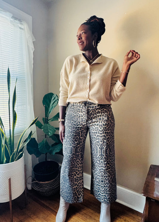 Wide Leg Animal Print Twill Pants – Elia