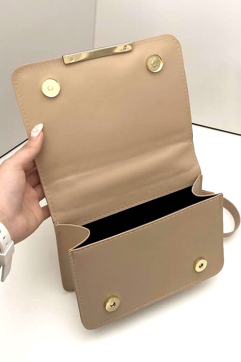 Vegan Leather Chevron Crossbody