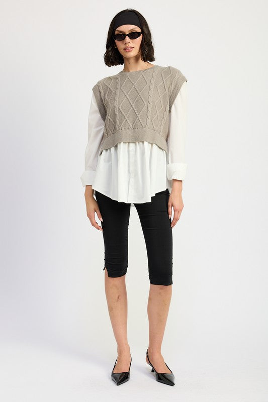 FERNI TWO FER SWEATER TOP