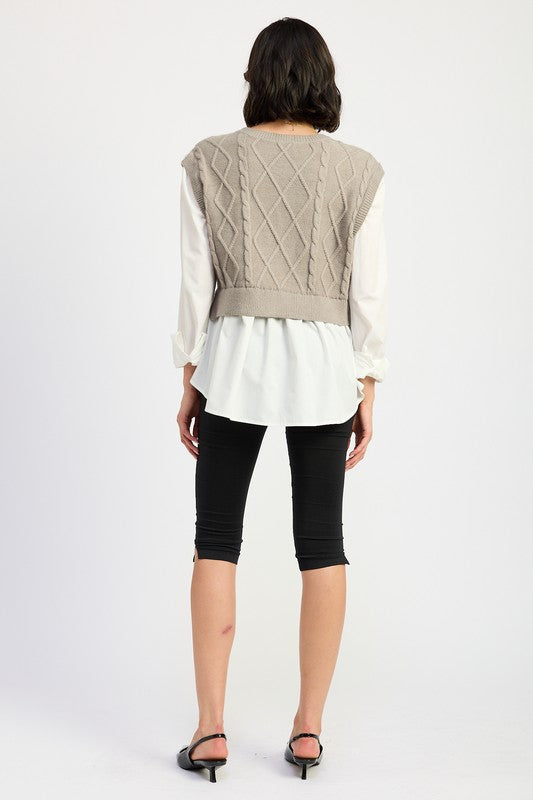 FERNI TWO FER SWEATER TOP