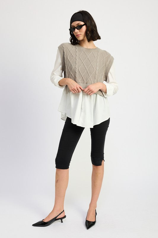 FERNI TWO FER SWEATER TOP