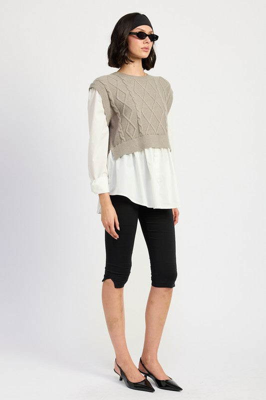 FERNI TWO FER SWEATER TOP