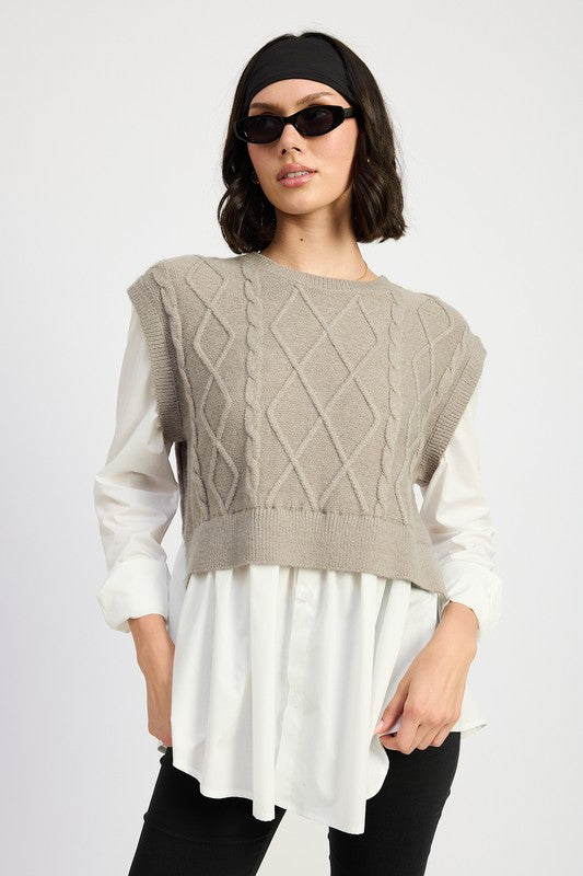 FERNI TWO FER SWEATER TOP