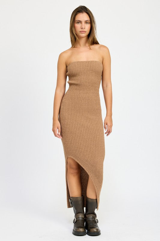 Felix ASYMMETRICAL RIBBED MAXI TUBE DRESS