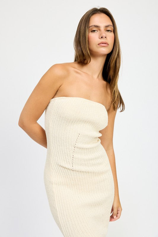 Felix ASYMMETRICAL RIBBED MAXI TUBE DRESS