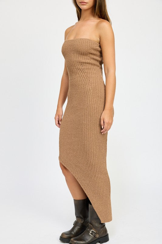 Felix ASYMMETRICAL RIBBED MAXI TUBE DRESS