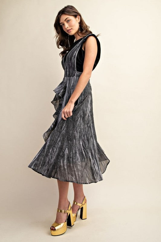 Daphne Ruffled Shibori Dyed Midi Skirt