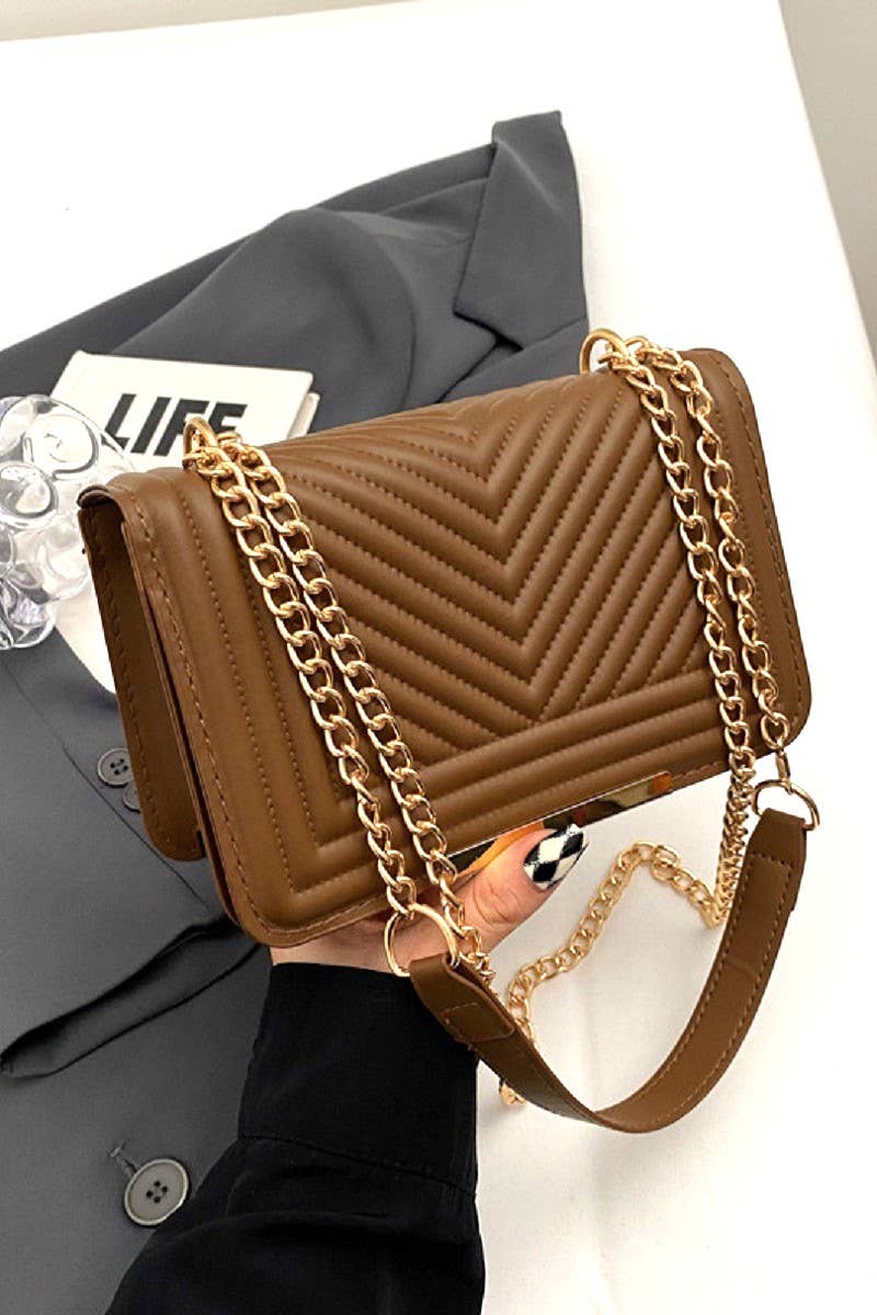 Vegan Leather Chevron Crossbody