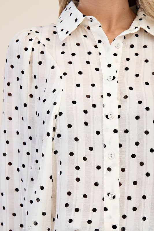 Oversized Polka Dot Button-Down – Cherise