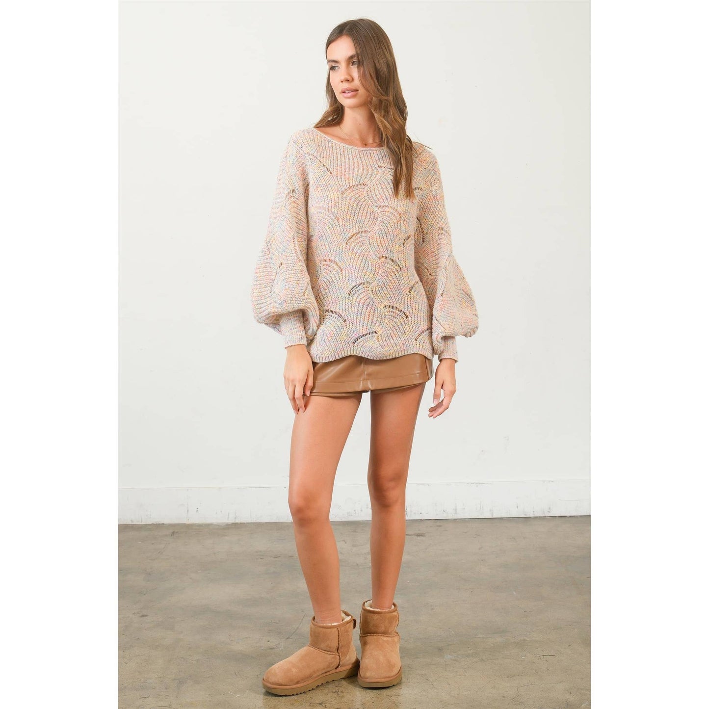 Cameron Pointelle Chunky Knit Sweater