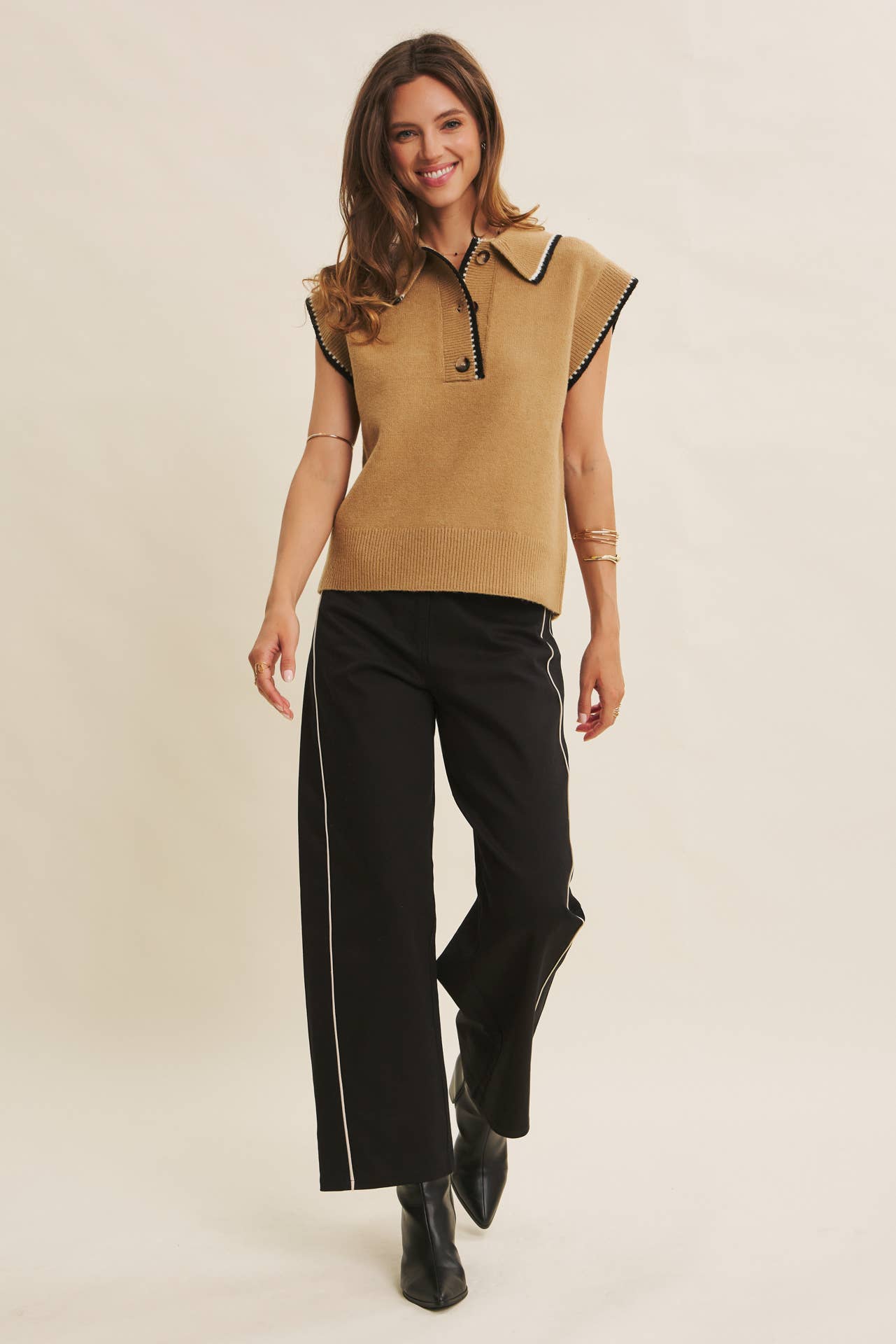 Sleeveless Collared Sweater Vest – Harper