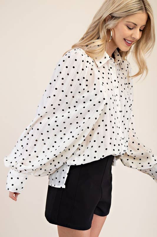 Oversized Polka Dot Button-Down – Cherise