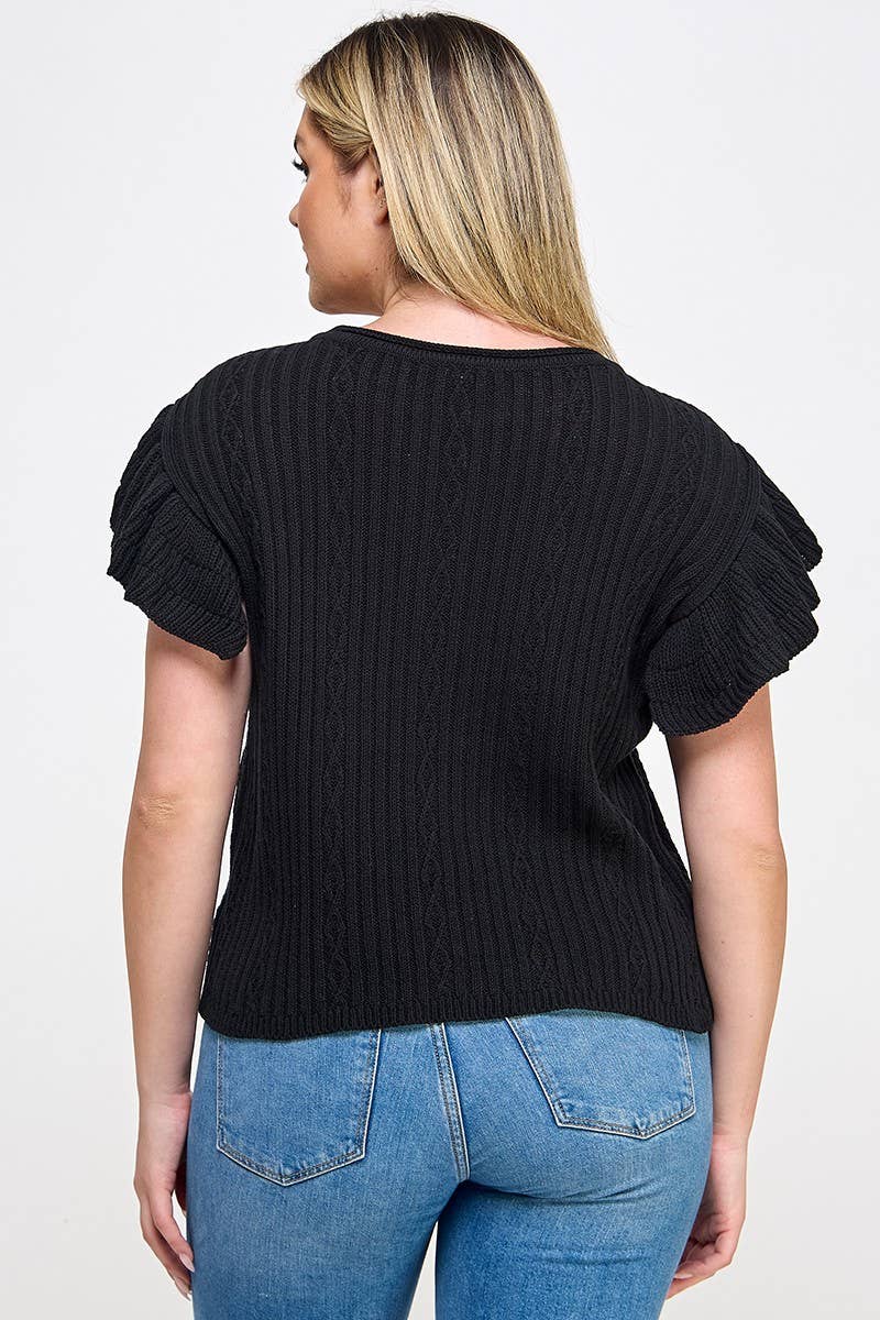 Plus Ruffle Sleeve Sweater Top -  Bristol Top