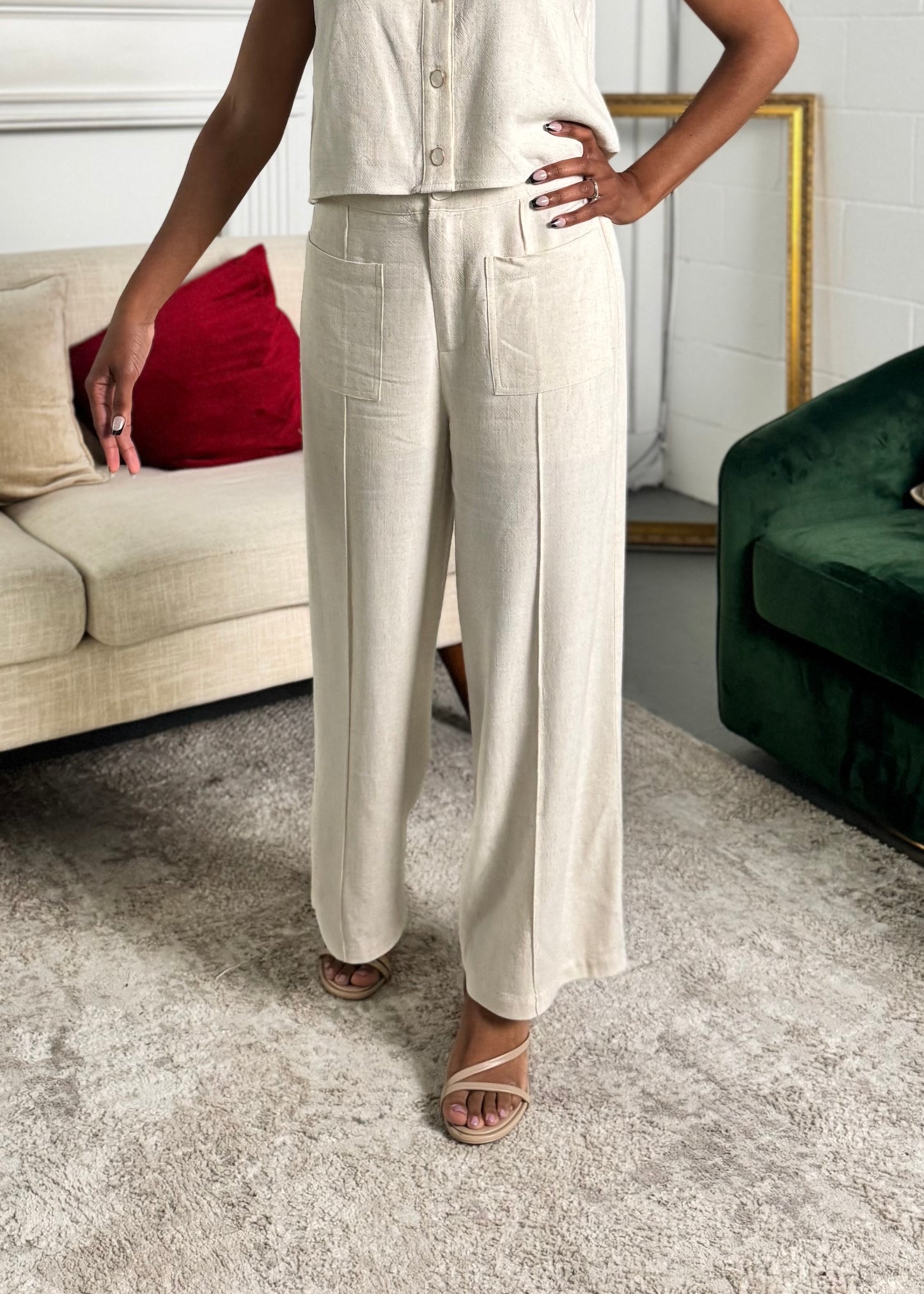 Wide Leg Linen Blend Cropped Pants The Harper – Relaxed Fit