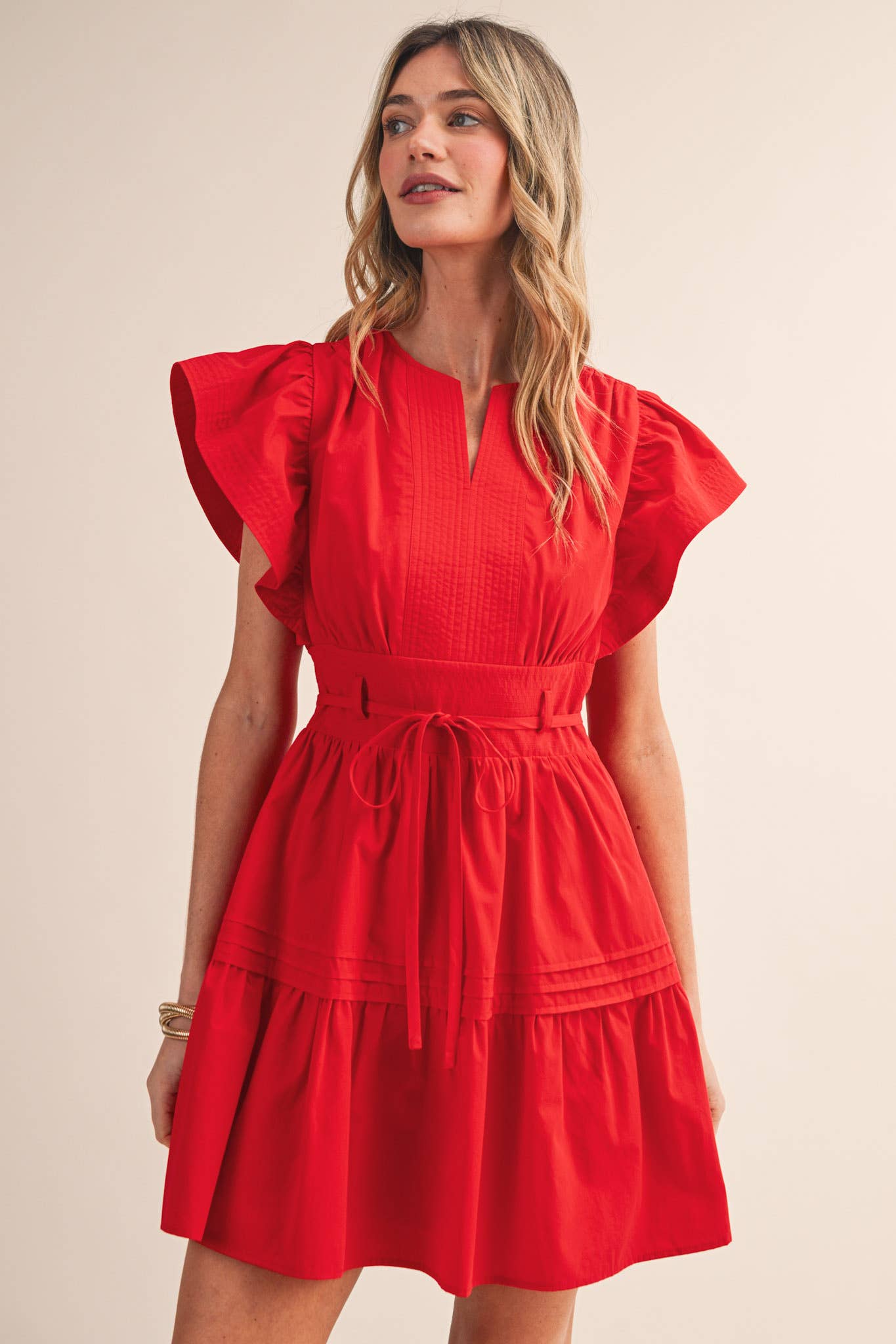 Red Embroidered Mini Dress