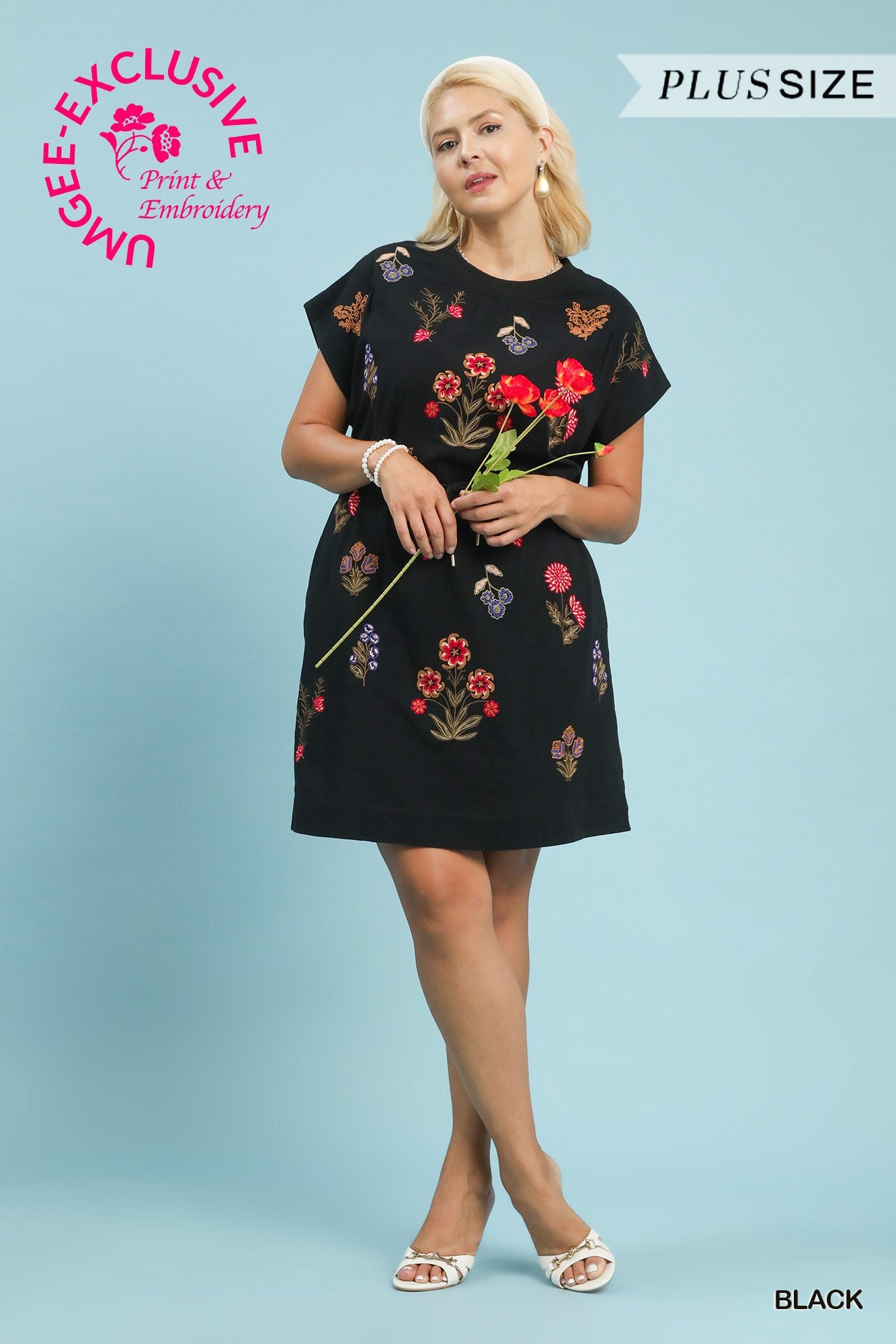 Embroidered Floral Cotton Mini Dress