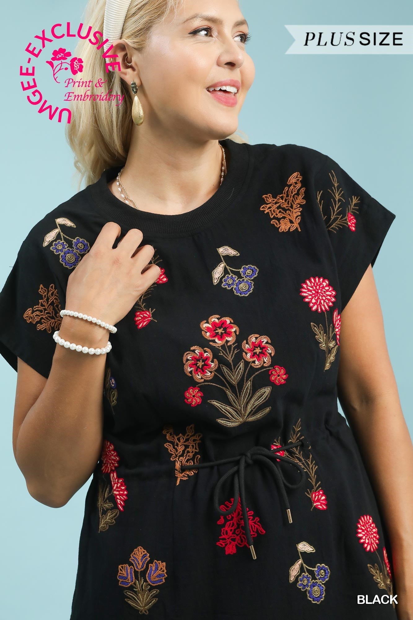Embroidered Floral Cotton Mini Dress
