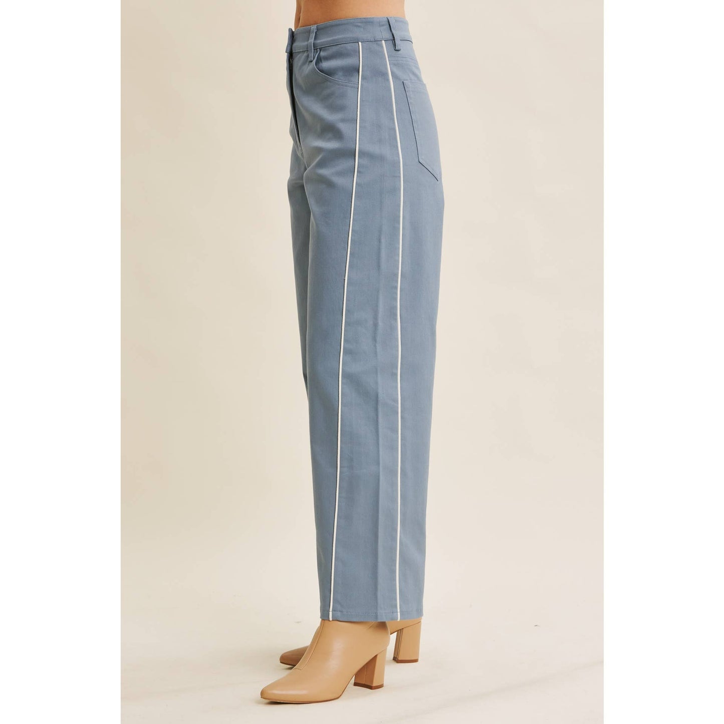 Contrast Piped Barrel-Leg Pants – Talia | Modern Women’s Work Pants | Eclecting Boutique