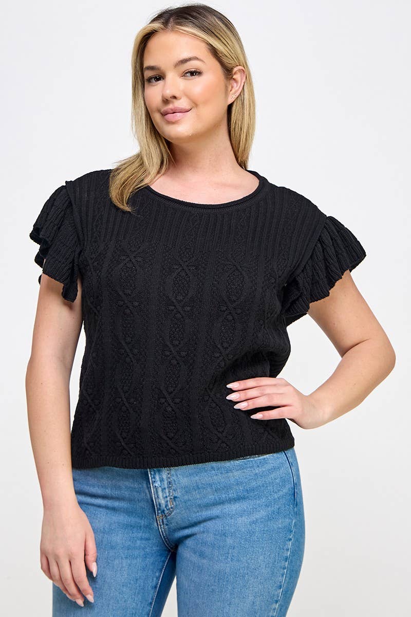 Plus Ruffle Sleeve Sweater Top -  Bristol Top