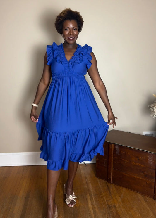 Bekah V-Neck  A-Line Midi Dress