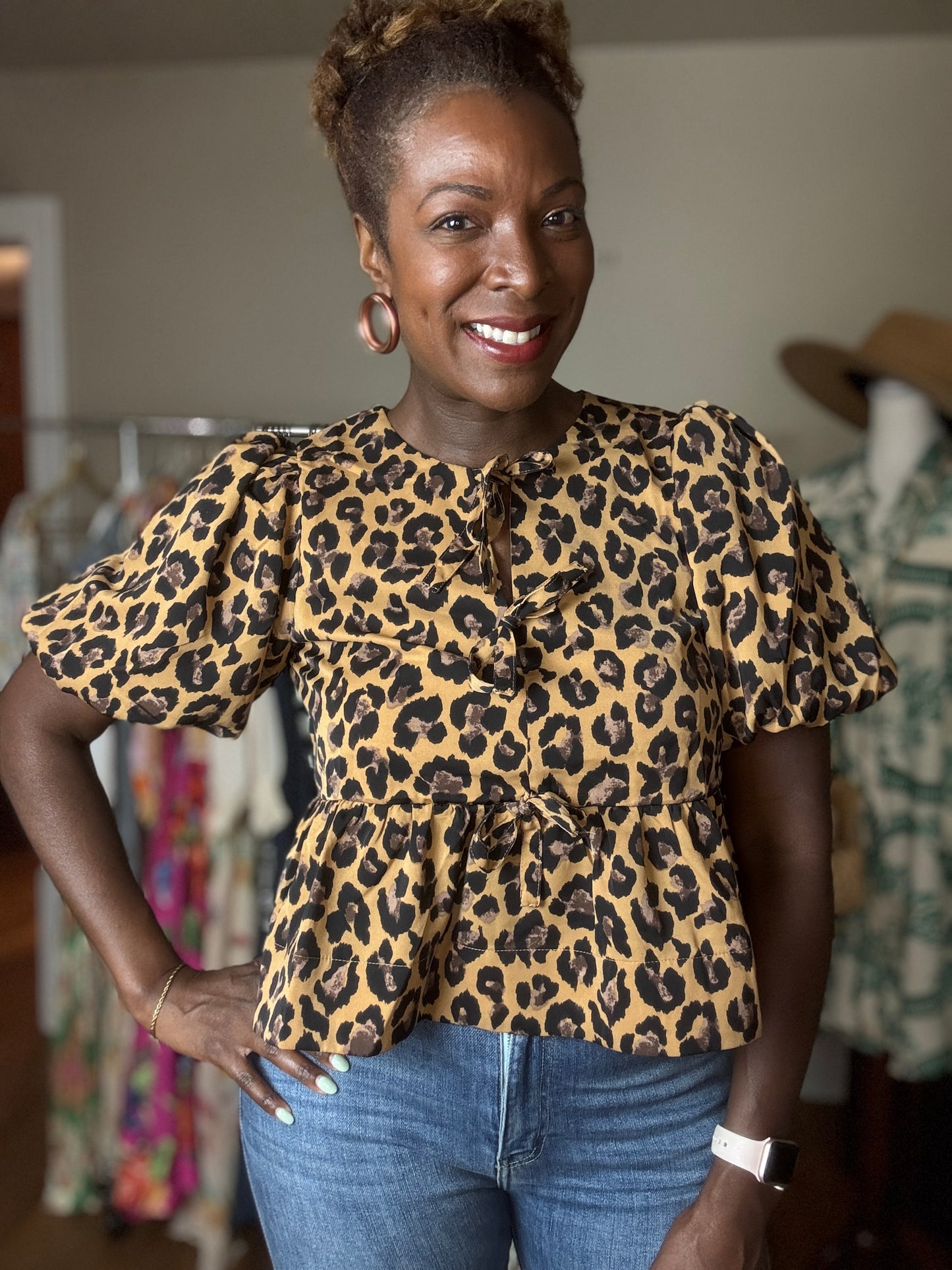Animal Print Peplum Top