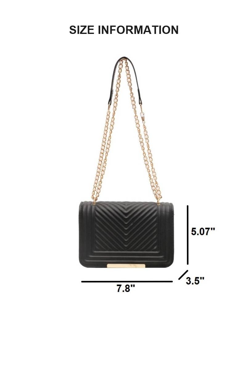 Vegan Leather Chevron Crossbody