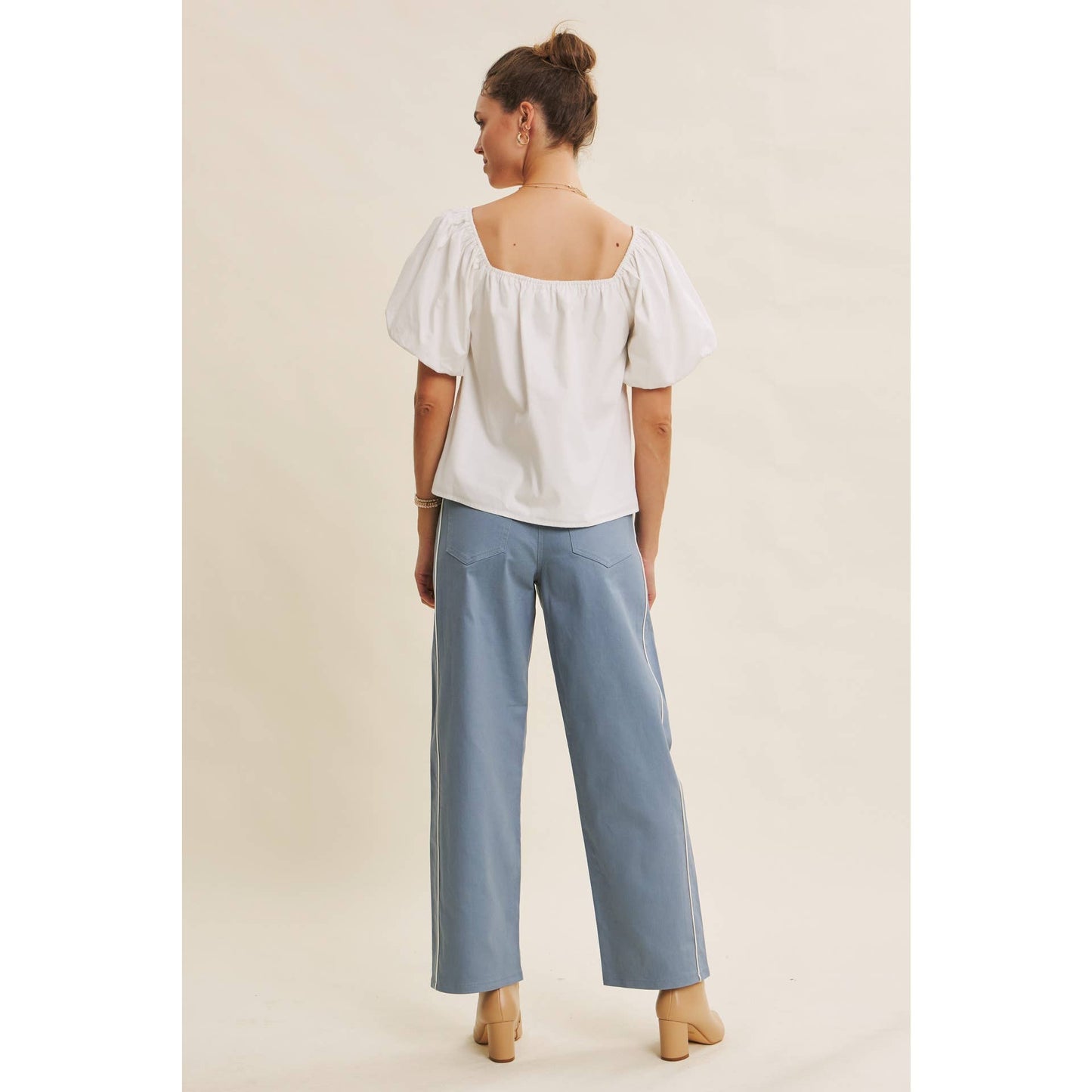 Contrast Piped Barrel-Leg Pants – Talia | Modern Women’s Work Pants | Eclecting Boutique