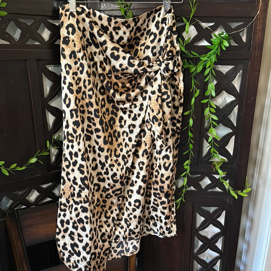 Leopard Satin Skirt