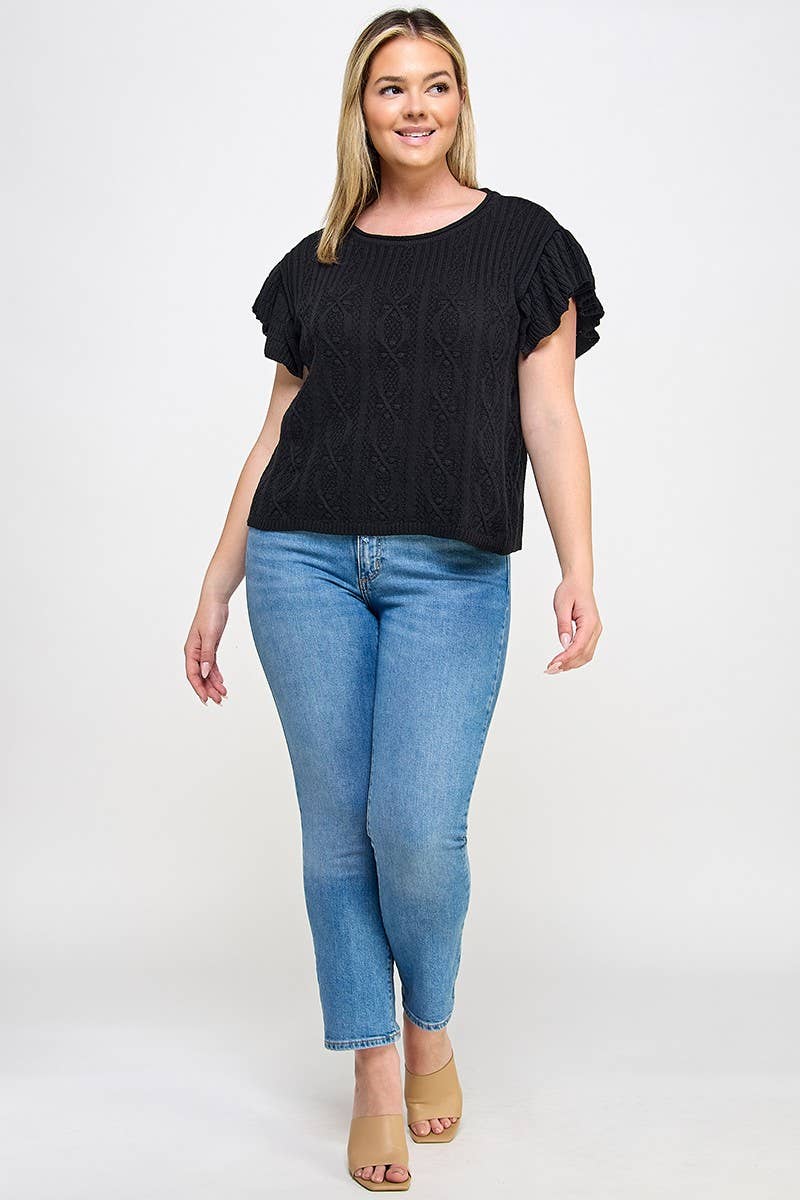Plus Ruffle Sleeve Sweater Top -  Bristol Top