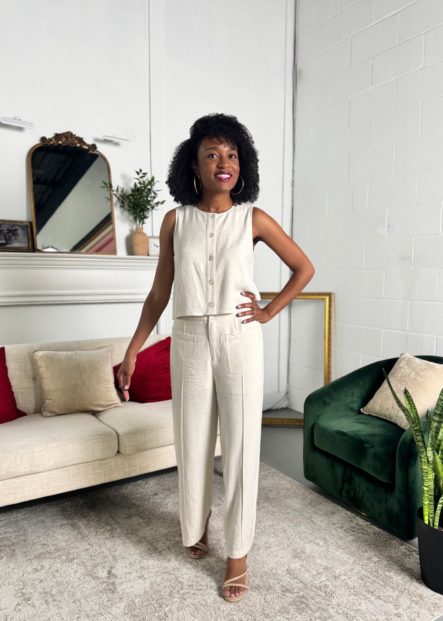 Wide Leg Linen Blend Cropped Pants The Harper – Relaxed Fit