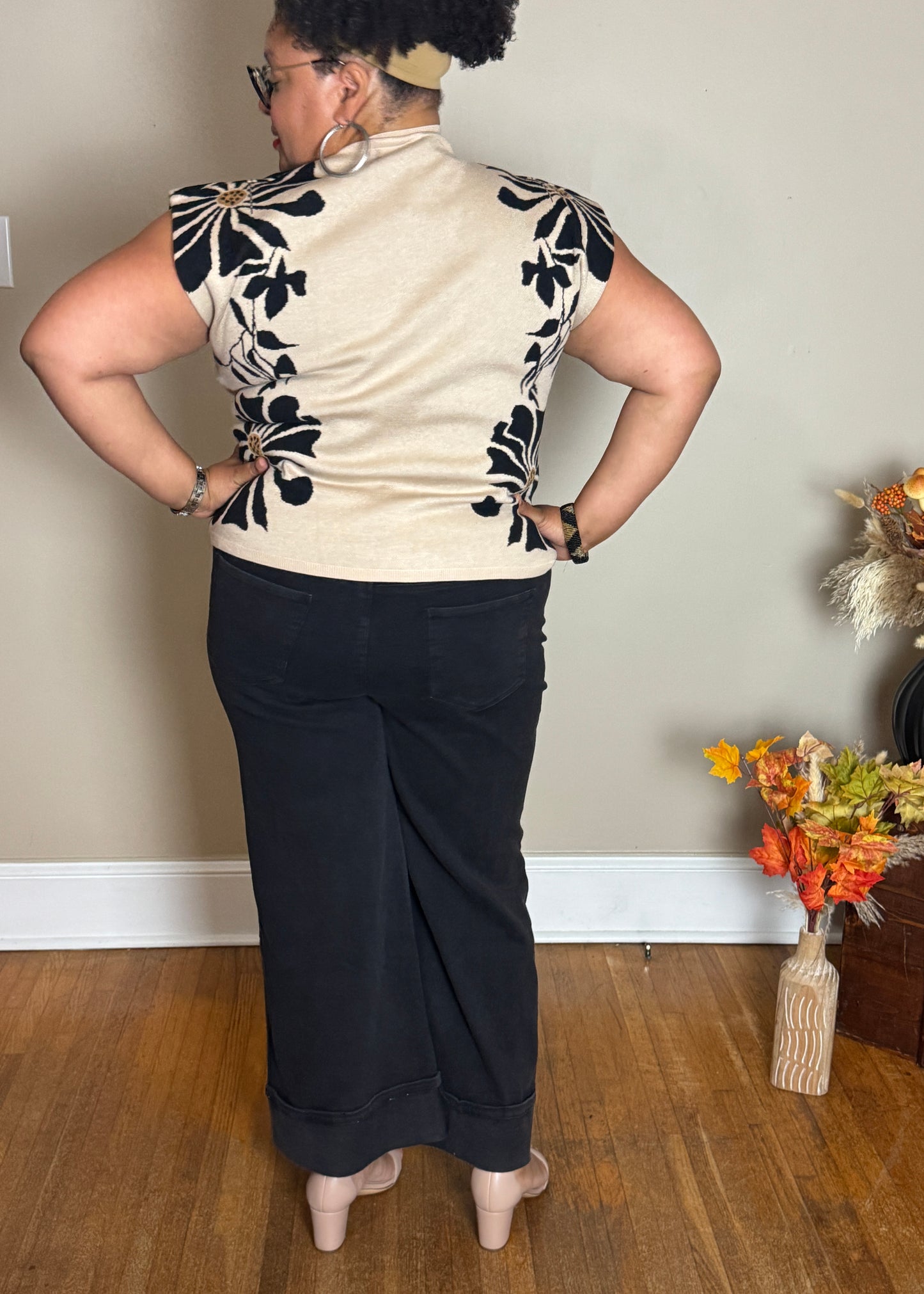 Wide-Leg Cuffed Denim Pants – Bella (Plus Size)