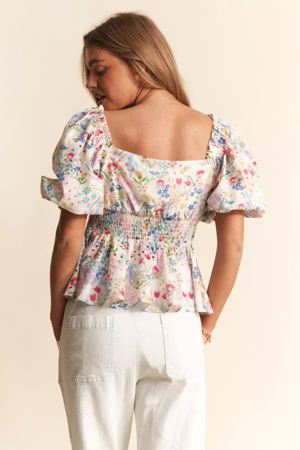 Chelsea Floral Eyelet Peplum Top