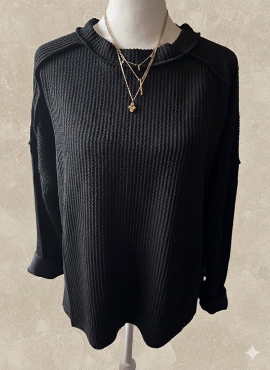 Raised Rib Raw Edge Boat Neck Top – The Haven