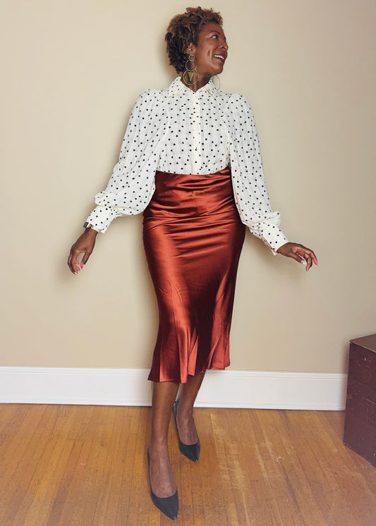 Dina Satin Bias-Cut Skirt