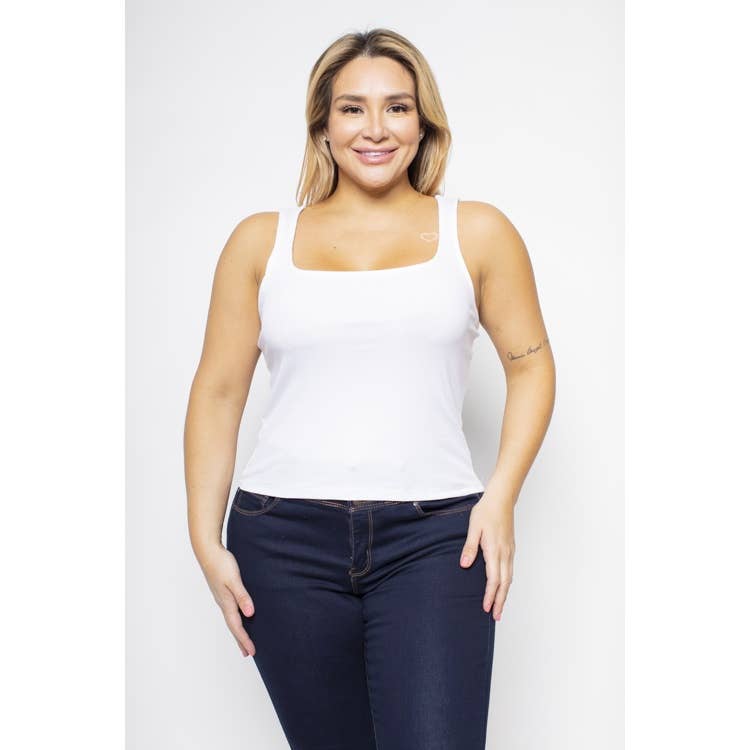 PLUS SIZE SQUARE NECK TANK TOP