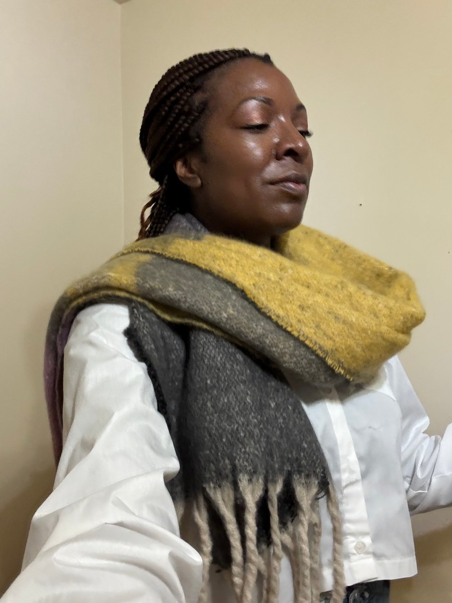 The Abstract Brushstroke Scarf — Oversized Fringe Wrap