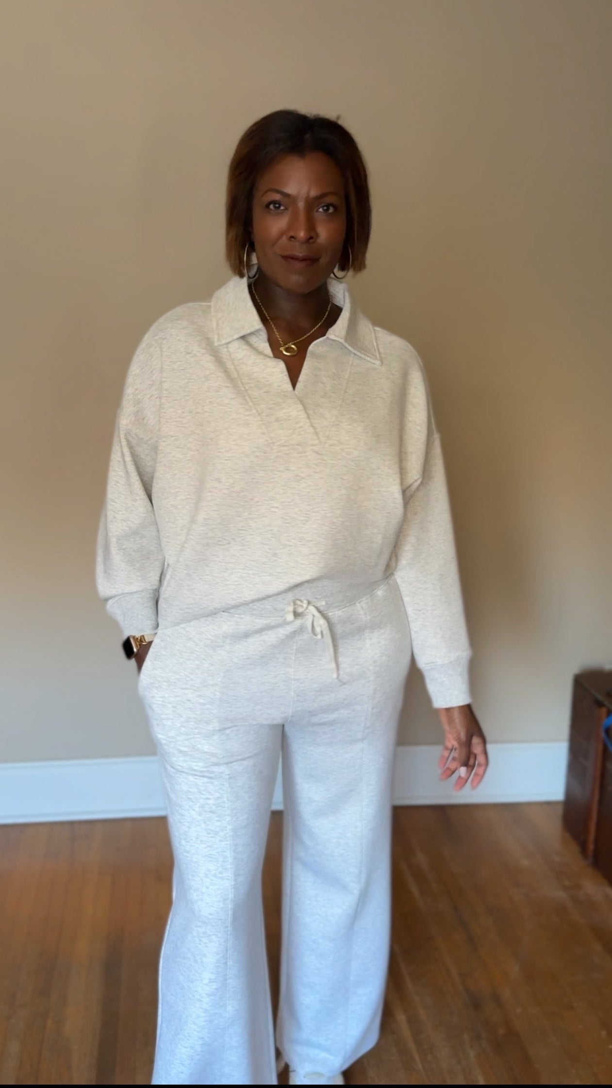 Collared Wide-Leg Pullover & Pant Set – Cozique Soho Set