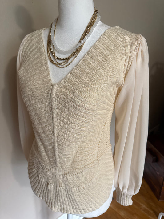 Camille Mixed Media Sweater Blouse