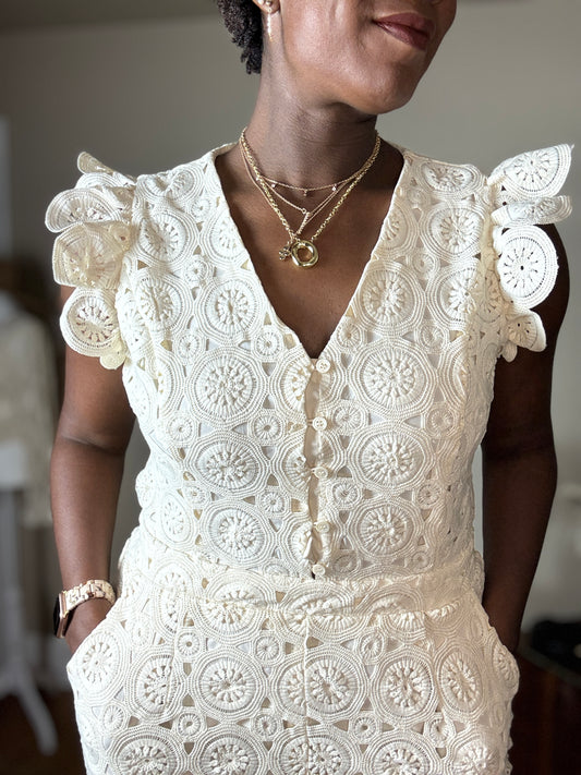 Leslie Button Front Lace Jumpsuit