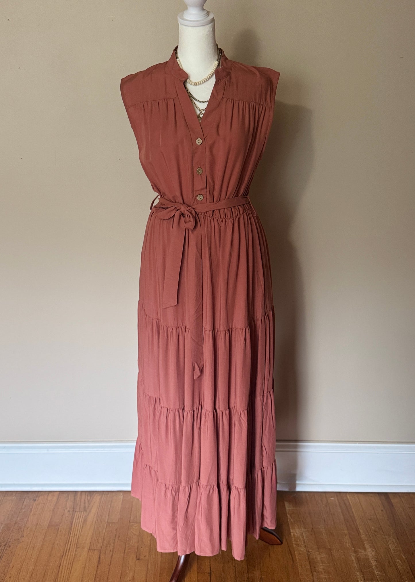 Breezy Sleeveless Tiered Maxi Dress