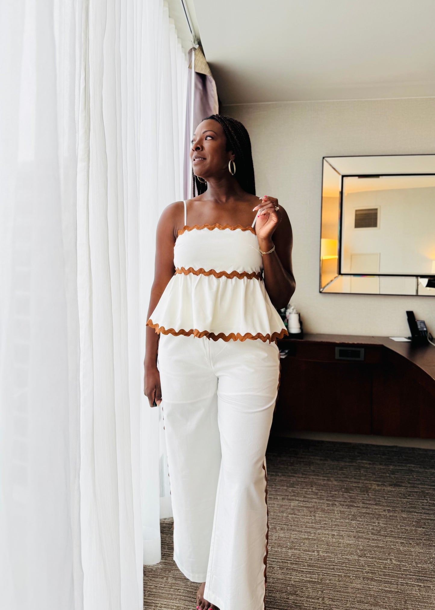 Ric Rac Straight-Leg Pants — Santorini Collection