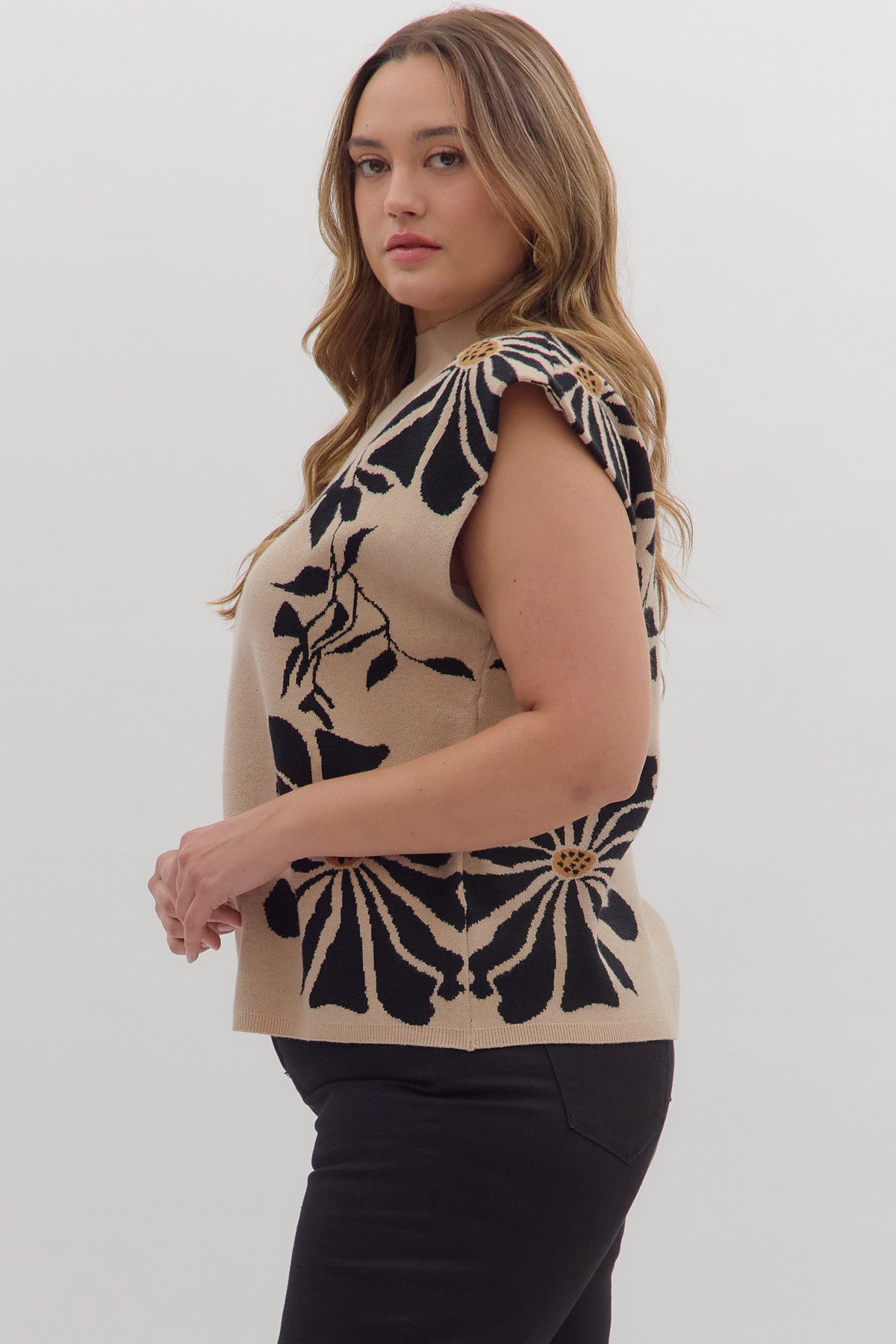 Mock Neck Floral Knit Top – Carina MISSY & PLUS
