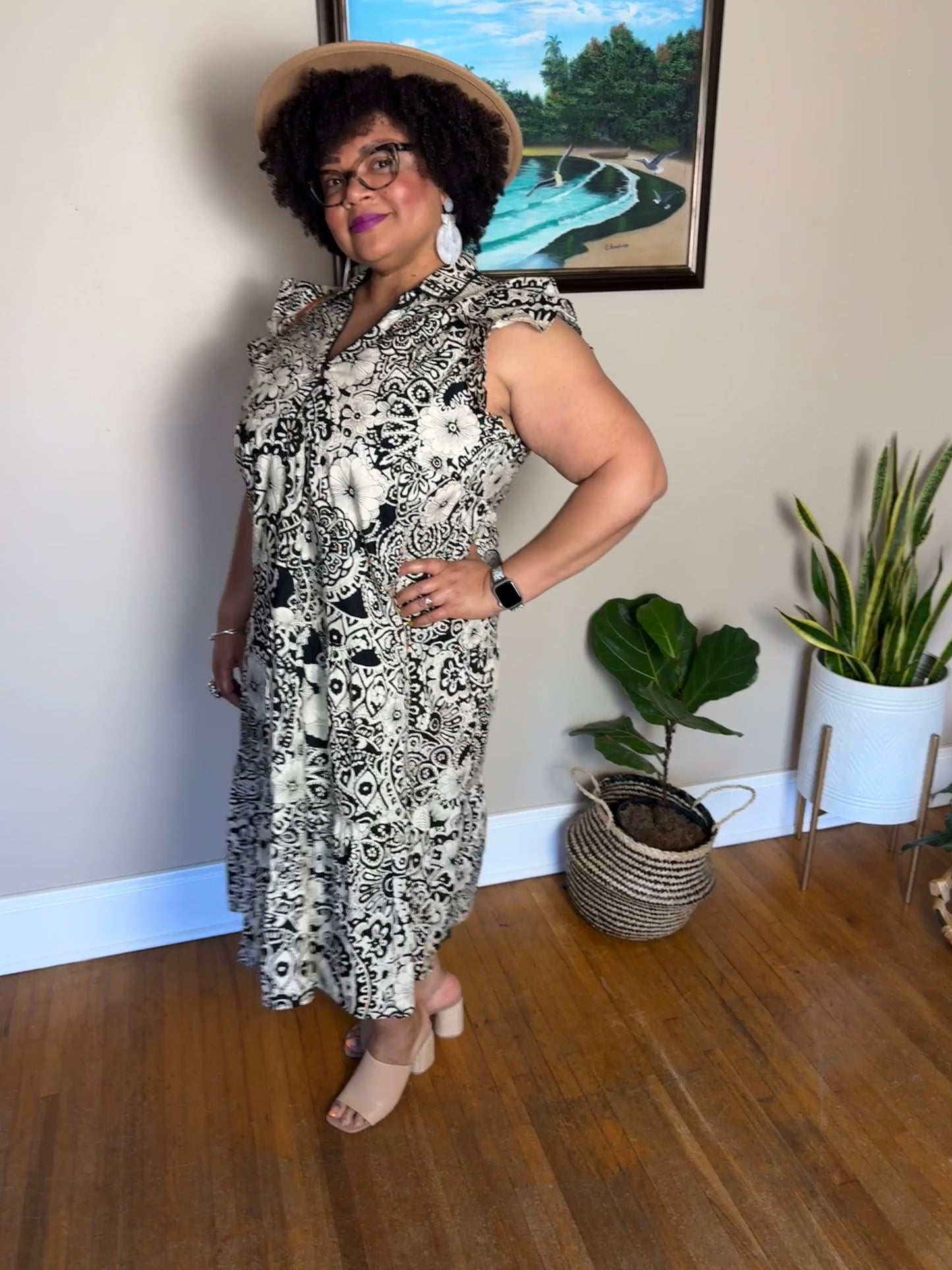 PLUS - Bryn Paisley Printed A-Line Tiered Midi Dress