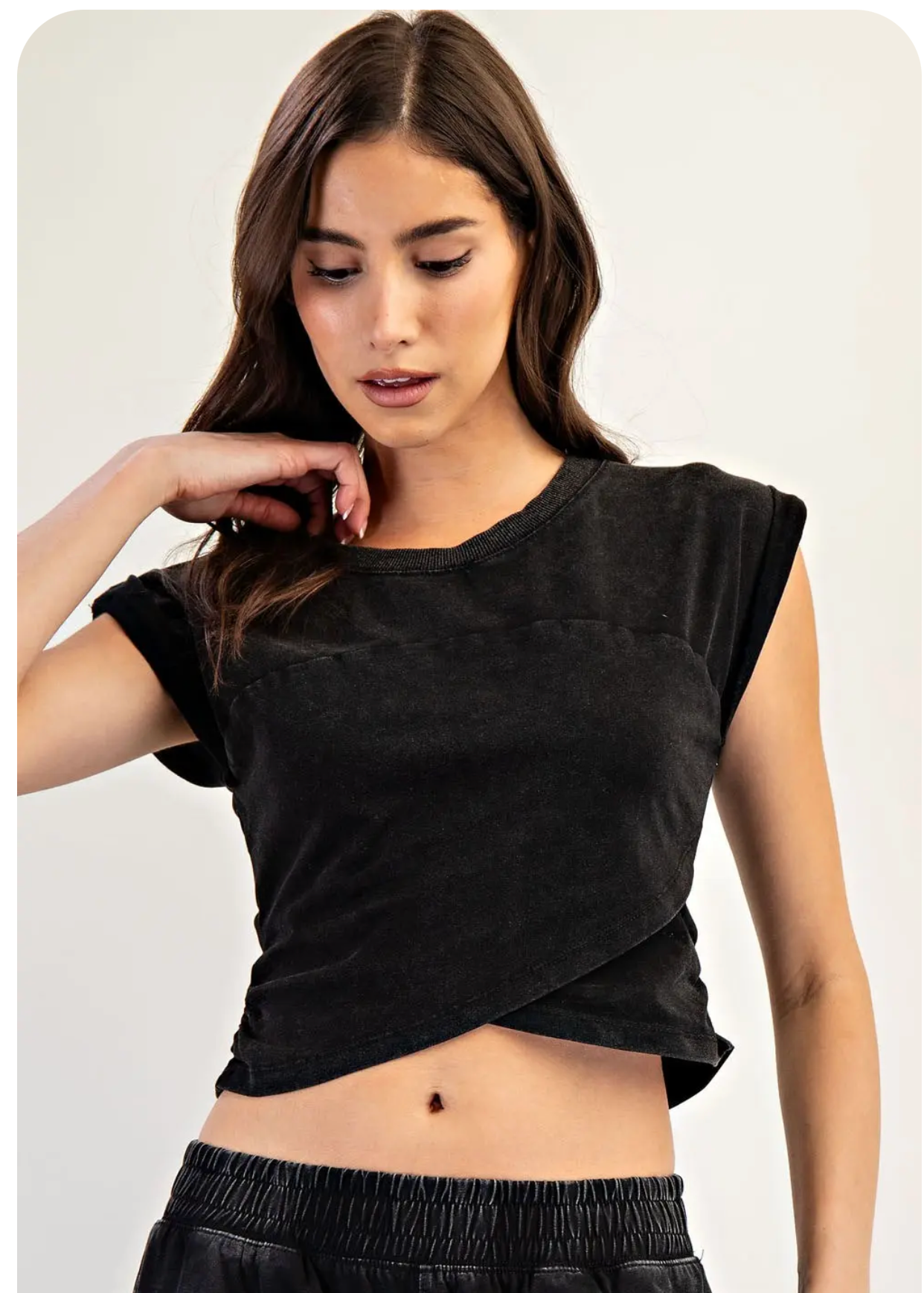 Mineral Washed Cotton Wrap Top – The Chill Set