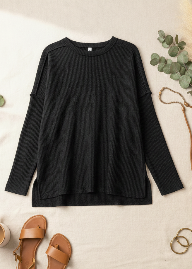 Raised Rib Raw Edge Boat Neck Top – The Haven